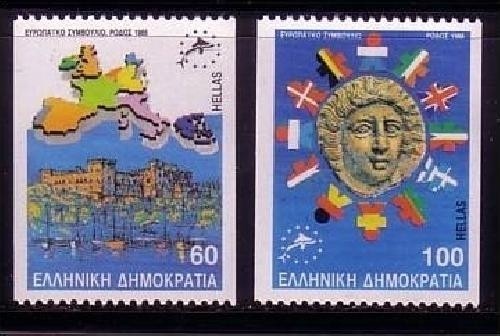 GRIECHENLAND MI-NR. 1715-1716 C POSTFRISCH(MINT) MITLÄUFER 1989 KONFERENZ DER MINISTERPRÄSIDENTEN DER EG IN RHODOS