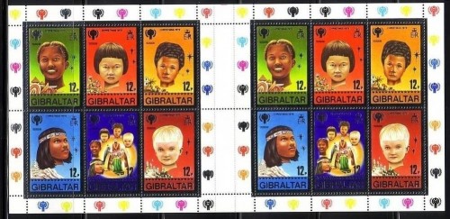 GIBRALTAR BLOCK 6 POSTFRISCH(MINT) DOPPELBLOCK JAHR DES KINDES WEIHNACHTEN 1979