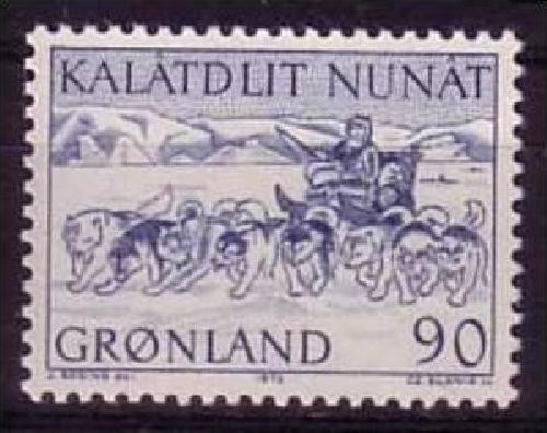 GRÖNLAND MI-NR. 80 POSTFRISCH(MINT) POSTBEFÖRDERUNG MIT HUNDESCHLITTEN