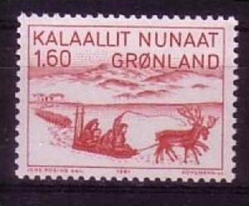 GRÖNLAND MI-NR. 128 POSTFRISCH(MINT) JENS KREUTZMANN SCHLITTENFAHRT 1981