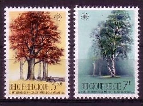 BELGIEN MI-NR. 1583-1584 POSTFRISCH(MINT) MITLÄUFER 1970 NATURSCHUTZJAHR BUCHE BIRKE