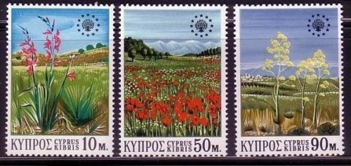 ZYPERN MI-NR. 335-337 POSTFRISCH(MINT) MITLÄUFER 1970 NATURSCHUTZJAHR SCHWERTLILIE KLATSCHMOHN