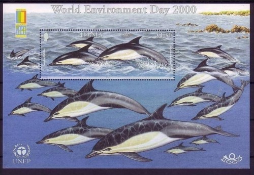 JERSEY BLOCK 26 I POSTFRISCH(MINT) TAG DER UMWELT 2000 MEERESSÄUGETIERE WALE und DELFINE