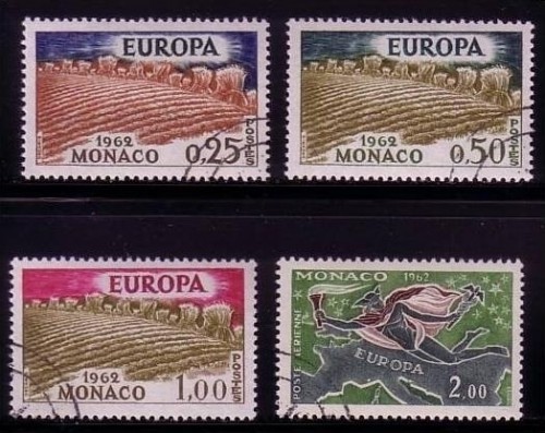 MONACO MI-NR. 695-698 GESTEMPELT(USED) EUROPA 1962 ACKER UND LANDKARTE