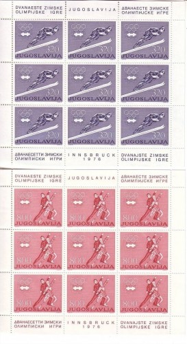 JUGOSLAWIEN MI-NR. 1630-1631 POSTFRISCH(MINT) KLEINBOGENSATZ WINTEROLYMPIADE INNSBRUCK 1976 SKISPRINGEN EISKUNSTLAUF