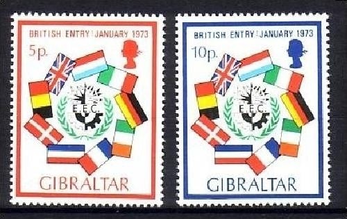 GIBRALTAR MI-NR. 297-298 POSTFRISCH(MINT) MITLÄUFER 1973 FLAGGEN DER EG-STAATEN