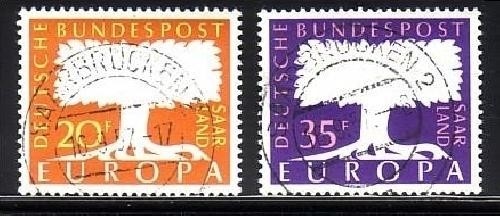 SAARLAND MI-NR. 402-403 GESTEMPELT(USED) EUROPA 1957 BAUM