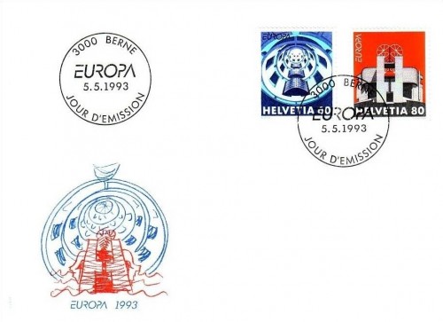 SCHWEIZ MI-NR. 1499-1500 FDC EUROPA 1993 ZEITGENÖSSISCHE KUNST