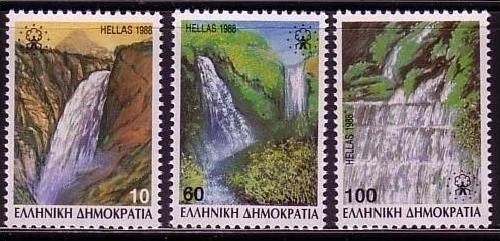 GRIECHENLAND MI-NR. 1692-1694 A POSTFRISCH(MINT) MITLÄUFER 1988 KAMPAGNE FÜR DEN LÄNDLICHEN RAUM - WASSERFÄLLE