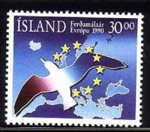ISLAND MI-NR. 730 POSTFRISCH(MINT) MITLÄUFER 1990 JAHR DES TOURISMUS VOGEL
