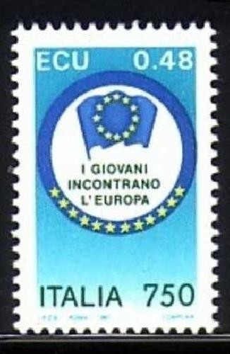 ITALIEN MI-NR. 2175 POSTFRISCH(MINT) MITLÄUFER 1991 JUGENDTREFFEN EUROPAFAHNE