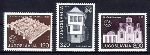 JUGOSLAWIEN MI-NR. 1627-1629 POSTFRISCH(MINT) MITLÄUFER 1975 EUROPÄISCHES DENKMALSCHUTZJAHR KLOSTER PALAST