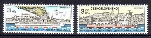 TSCHECHOSLOWAKEI MI-NR. 2679-2680 POSTFRISCH(MINT) MITLÄUFER 1982 EUROPÄISCHE DONAUKOMMISSION SCHIFFE