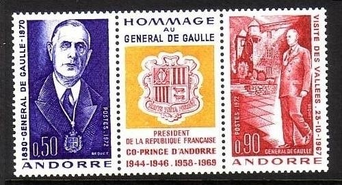 FRANZÖSISCH ANDORRA MI-NR. 245-246 POSTFRISCH(MINT) CAHRLES de GAULLE MITLÄUFER 1972