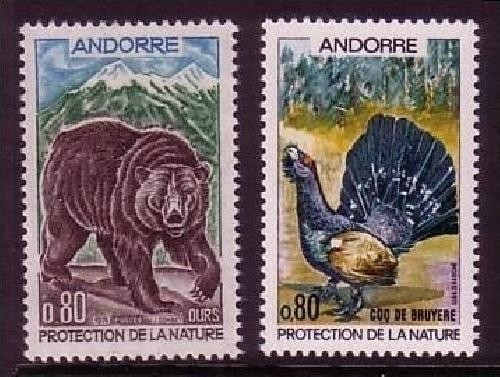 FRANZÖSISCH ANDORRA MI-NR. 230-231 POSTFRISCH(MINT) NATURSCHUTZ 1971 BÄR AUERHAHN