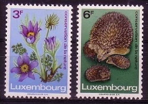 LUXEMBURG MI-NR. 804-805 POSTFRISCH(MINT) MITLÄUFER 1970 NATURSCHUTZJAHR IGEL KÜCHENSCHELLE
