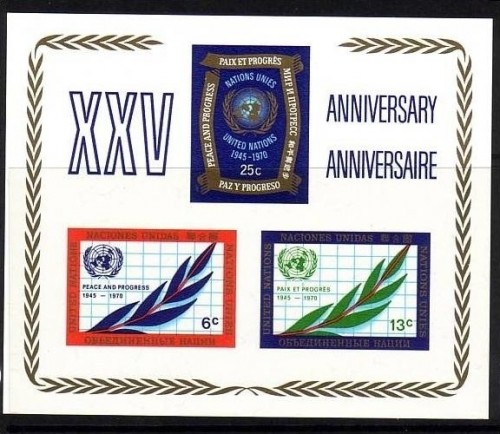 UNO NEW YORK BLOCK 5 POSTFRISCH(MINT) 25 JAHRE VEREINTE NATIONEN 1970