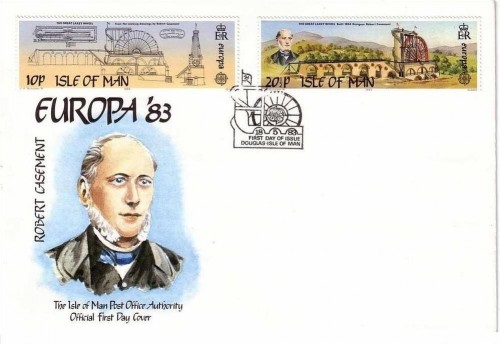 ISLE OF MAN MI-NR. 240-241 FDC CEPT 1983 GROSSE WERKE WASSERRAD