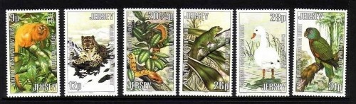 JERSEY MI-NR. 314-319 POSTFRISCH(MINT) TIERE 1984 AFFE LEOPARD BOA GECKO SCHWAN PAPAGEI