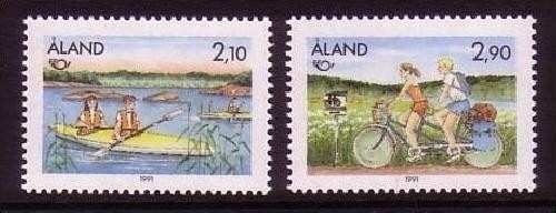 ALAND MI-NR. 51-52 POSTFRISCH(MINT) NORDEN 1991 TOURISMUS KANU FAHRRAD