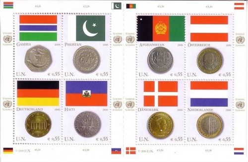 UNO WIEN MI-NR. 477-484 POSTFRISCH(MINT) KLEINBOGEN FLAGGEN und MÜNZEN(I) 2006