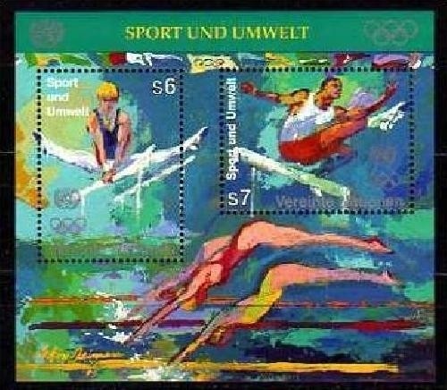 UNO WIEN BLOCK 7 POSTFRISCH(MINT) SPORT UND UMWELT 1996 HÜRDENLAUF KUNSTTURNEN