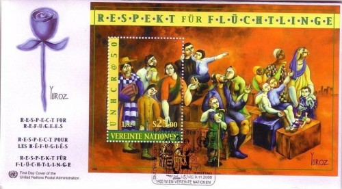 UNO WIEN BLOCK 14 FDC RESPEKT FÜR FLÜCHTLINGE