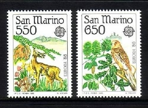 SAN MARINO MI-NR. 1339-1340 POSTFRISCH(MINT) EUROPA 1986 NATUR- und UMWELTSCHUTZ FALKE DAMWILD