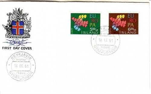 ISLAND MI-NR. 354-355 FDC CEPT 1961 TAUBE