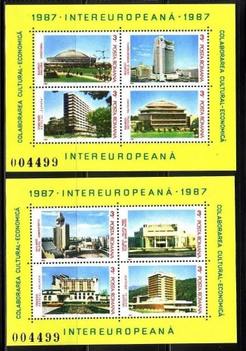 RUMÄNIEN BLOCK 231-232 POSTFRISCH(MINT) INTEREUROPA 1987 BAUWERKE HOTELS, RATHAUS...