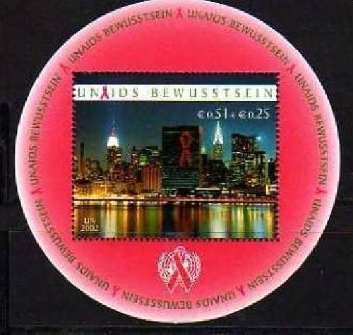 UNO WIEN BLOCK 16 POSTFRISCH(MINT) UN AIDS - SKYLINE von NEW YORK bei NACHT 2002