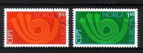NORWEGEN MI-NR. 660-661 GESTEMPELT(USED) EUROPA 1973 POSTHORN
