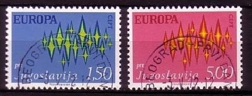 JUGOSLAWIEN MI-NR. 1457-1458 GESTEMPELT(USED) EUROPA 1972 STERNE