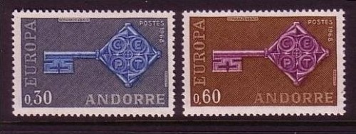 FRANZÖSISCH ANDORRA MI-NR. 208-209 POSTFRISCH(MINT) EUROPA 1968 KREUZBARTSCHLÜSSEL