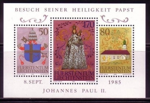 LIECHTENSTEIN BLOCK 12 POSTFRISCH(MINT) BESUCH VON PAPST JOHANNES PAUL II. 1985