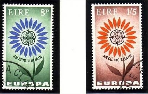 IRLAND MI-NR. 167-168 GESTEMPELT EUROPA 1964 STILISIERTE BLUME