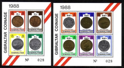 GIBRALTAR BLOCK 13-14 POSTFRISCH(MINT) NEUE MÜNZEN 1989