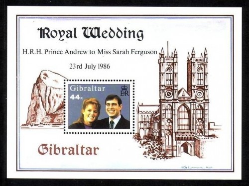 GIBRALTAR BLOCK 10 POSTFRISCH(MINT) HOCHZEIT 1986