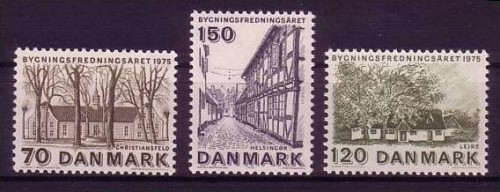DÄNEMARK MI-NR. 592-594 POSTFRISCH(MINT) MITLÄUFER 1975 - EUROPÄISCHES DENKMALSCHUTZJAHR KIRCHE