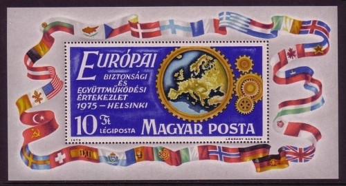 UNGARN BLOCK 113 A POSTFRISCH(MINT) KSZE 1975 FLAGGEN