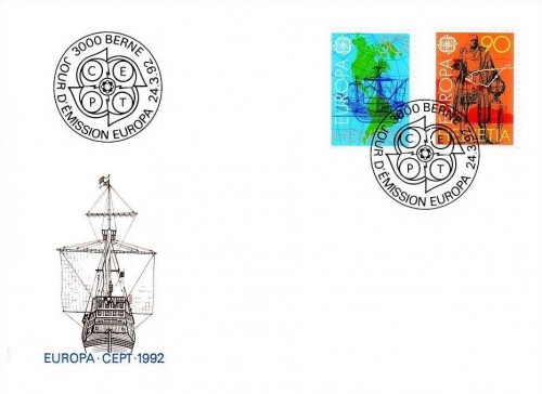 SCHWEIZ MI-NR. 1468-1469 FDC EUROPA 1992 ENTDECKUNG VON AMERIKA