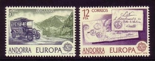 ANDORRA SPANISCH MI-NR. 123-124 POSTFRISCH(MINT) EUROPA 1979 POST- und FERNMELDEWESEN POSTAUTOBUS