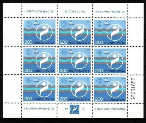 JUGOSLAWIEN MI-NR. 1518 POSTFRISCH(MINT) KLEINBOGEN WELTMEISTERSCHAFT IM SCHWIMMEN