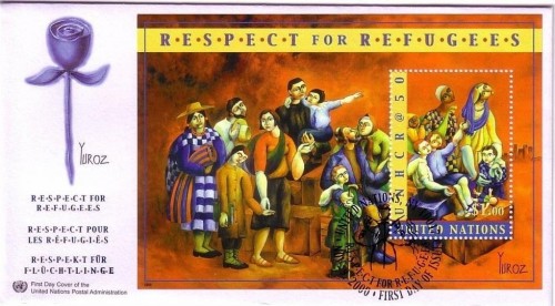 UNO NEW YORK BLOCK 20 FDC RESPEKT FÜR FLÜCHTLINGE 2000