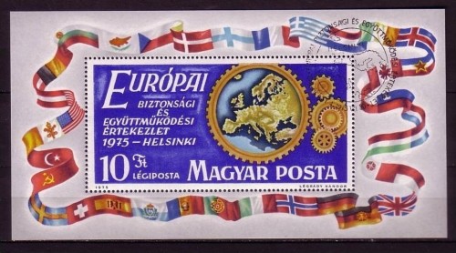 UNGARN BLOCK 113 A o KSZE 1975 FLAGGEN