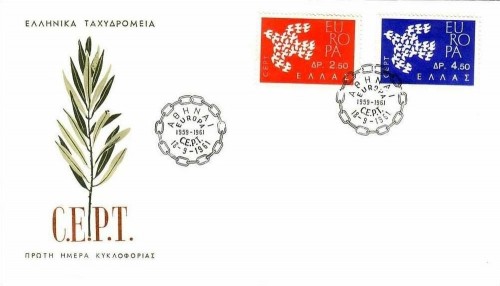 GRIECHENLAND MI-NR. 775-776 FDC CEPT 1961 TAUBE