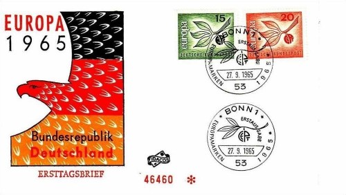 DEUTSCHLAND MI-NR. 483-484 FDC CEPT 1965 ZWEIG