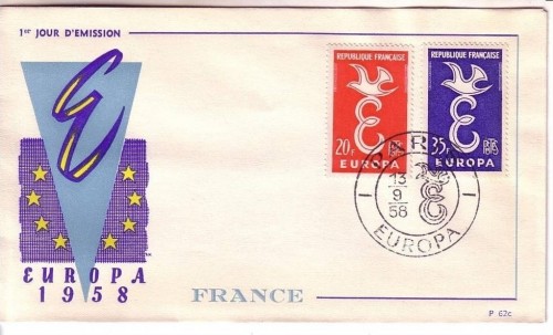 FRANKREICH MI-NR. 1210-1211 FDC EUROPA CEPT 1958 TAUBE