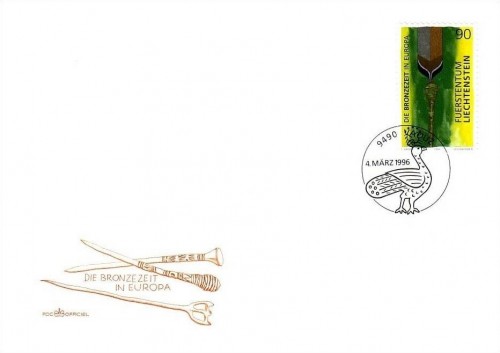 LIECHTENSTEIN MI-NR. 1128 FDC EUROPA MITLÄUFER 1996 BRONZEZEIT