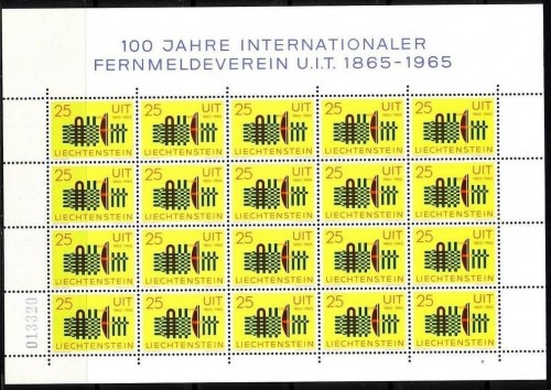 LIECHTENSTEIN MI-NR. 458 POSTFRISCH(MINT) KLEINBOGEN 1965 INTERNATIONALE FERNMELDEUNION (ITU)